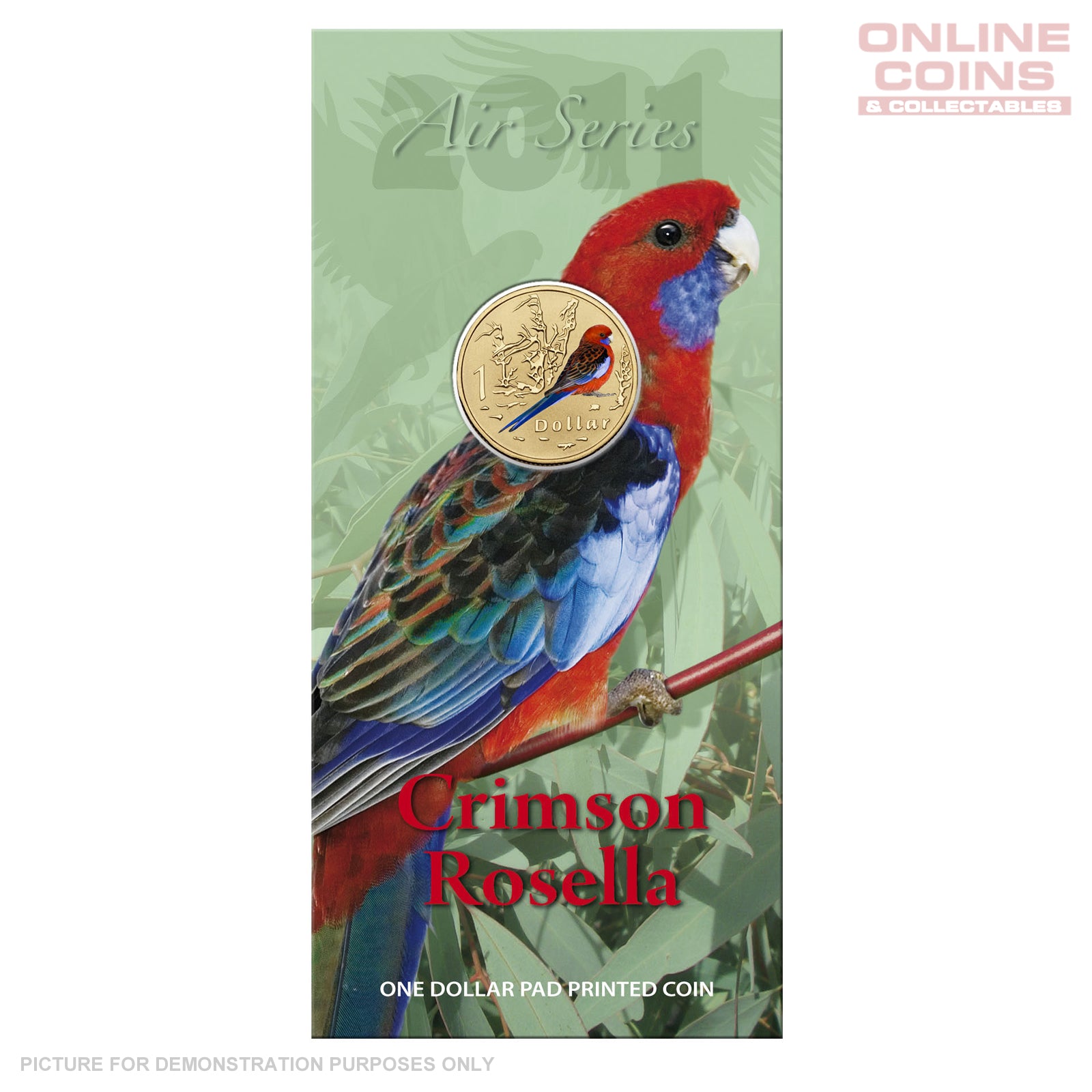 2011 Royal Australian Mint - Air Series - Crimson Rosella - Uncirculated $1 Coin in Card